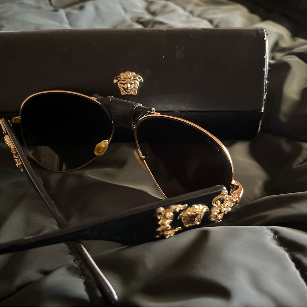 Versace Sunglasses with Black and Gold Design